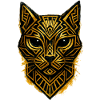 Art Deco Geometric Cat Gold Line