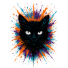 Schwarze Katze Aquarell-Splash-Kunst