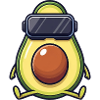 Sød avocado vegansk gamer tegneseriegrøntsager