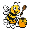 Bee Makes Honey on a Flower