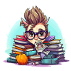 Book nerd in the book pile