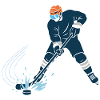 Eishockeyspieler mit Eispritzer