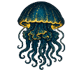 Blue Yellow Jellyfish Neon