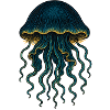 Glowing jellyfish in neon tones