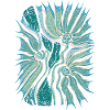 Tropical Abstract Bloom in Teal