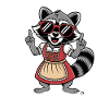 Dirndl raccoon with sunglasses