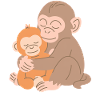 Monkey and Baby Embrace