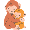 Monkey Mother and Baby Embrace