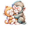 Hugging Monkey Duo