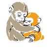Monkey Hug Duo Illustration