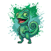 Green Chameleon Splash Background