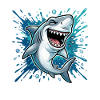 Cheerful shark in the splash