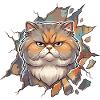 Angry kitty breaks through wall