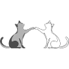 Two Cats Line Art Illustration