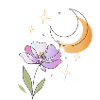 Flower with Moon Line Art Illustration