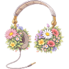 Headphones with flowers illustration