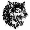 Wolf Schwarz-Weiß Wolf Alpha Maskottchen-Logo