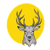 Deer head in the yellow circle