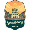 Strasbourg Cathedral Retro Sunset Badge