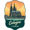 Cologne Cathedral Retro Sunset Badge