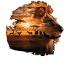 Löwe Savanne Sunset Double Exposure Design