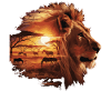 Lion Savannah Sunset Double Exposure Design