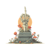Skeleton Hand Stele with Flowers