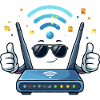 WiFi Router Party with Sunglasses