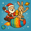 Christmas Easter Bunny in Star Flight