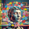 Android with brain satellites