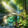 Sunshine in a forest stream