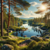 Waldsee in der Abendsonne