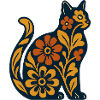 Flower cat silhouette in warm tones