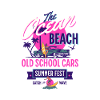 Plage Océan Vieille École Voitures Été