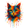 Katzen-Aquarell-Splash-Kunst Lebendige Tusche