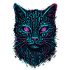 Cyberpunk Cat Circuit Board Techwear Neon