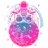 Neon Astronaut auf buntem Mond