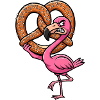 Cute Flamingo Cartoon Pretzel Bavaria Bavarian