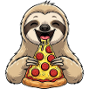 Cute Sloth Cartoon Pizza Italian Food