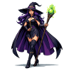 Violette Hexenkunst mit Stab