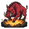 Red Boar Fire Blast Mascot Boar