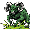 Bélier Vert Toxique Charge Mascotte Ram