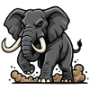 Wild Elephant Charge Mascot Elephant Power