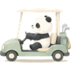 Panda in golf cart illustration
