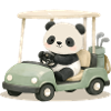 Panda in golf cart illustration
