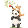 Panda und Fuchs mit Apfel Illustration