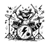 Raccoon Drummer Comic Beat
