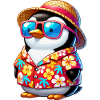 Tropical penguin with sunglasses