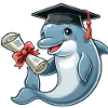 Dolphin with cap and diploma