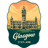 Glasgow Scotland Retro Sunset Travel Badge